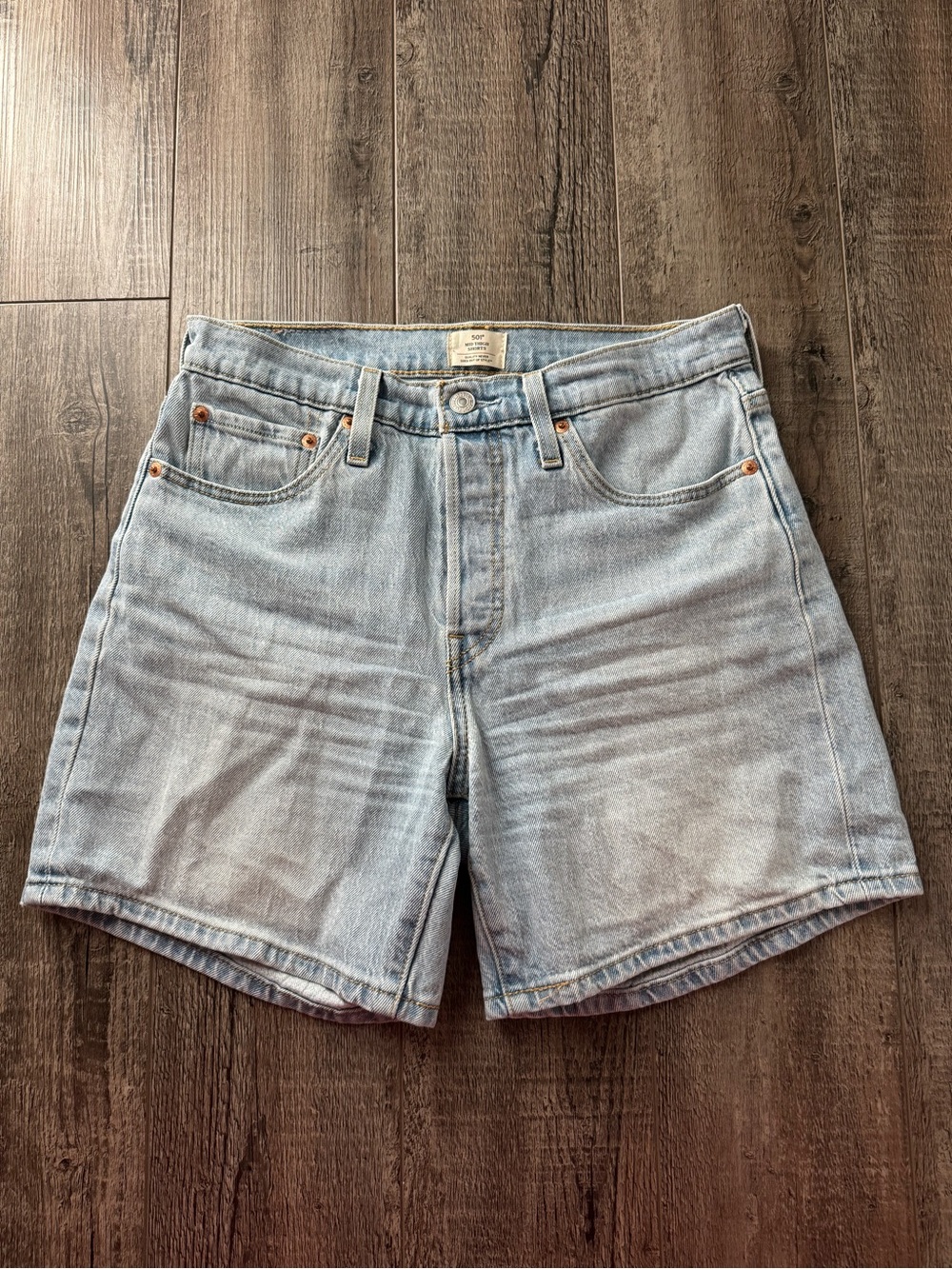Levi's 501 Light Medium Blue Denim Jean Shorts